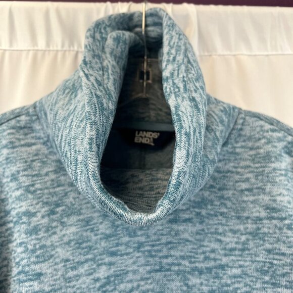 Lands’ End Women’s Fleece Tunic Funnel Neck Turquoise Space Dye Size Small - Picture 3 of 8